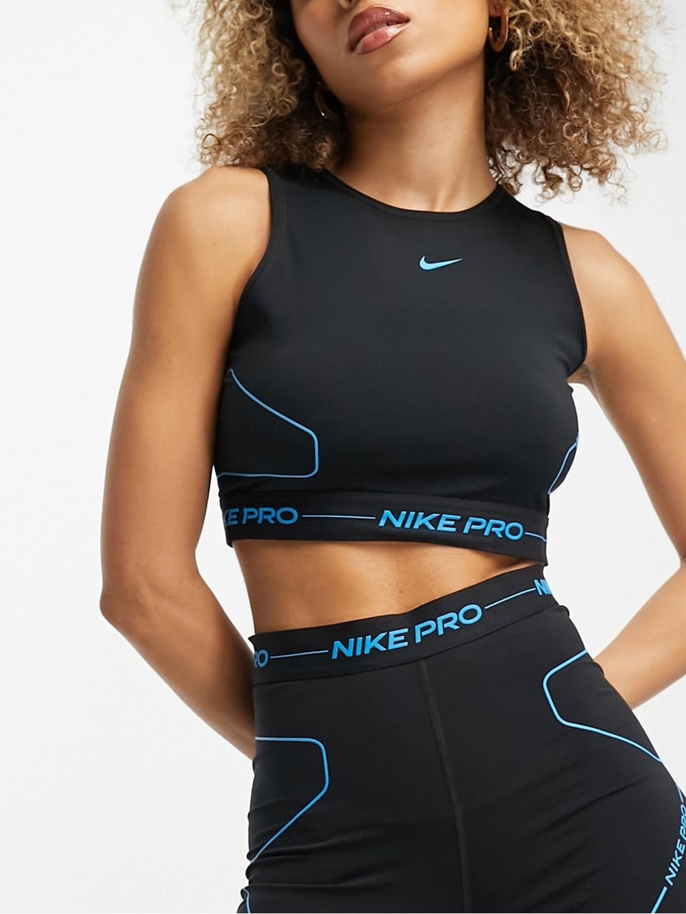 NIKE PRO DRI FIT Women's Black Crop Training Tank